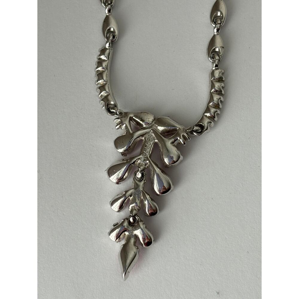 Vintage 50's Bogoff Rhinestone Necklace Pink & Cl… - image 4